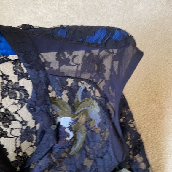 NWT All Saints Anya navy lace embroidered top 4 - Picture 7 of 13